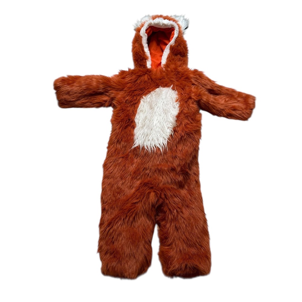 Pottery Barn Kids Fox Costume Toddler 12-24M Orange Faux Fur Excellent Halloween